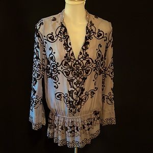 Bejeweled Silk and Velvet Drop Waist Tunic